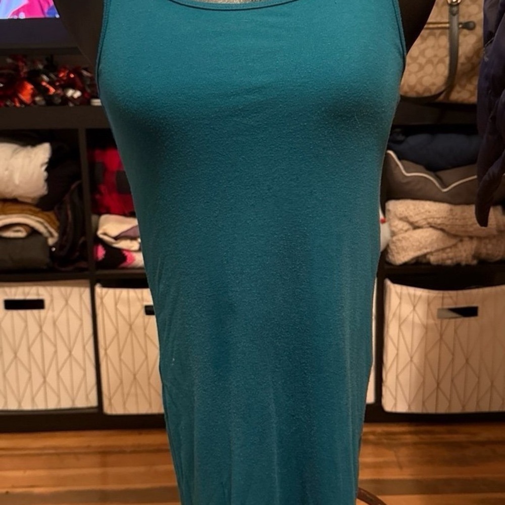 Mossimo Aqua Green Extra Long Tank Top Women’s Small Layering Tunic